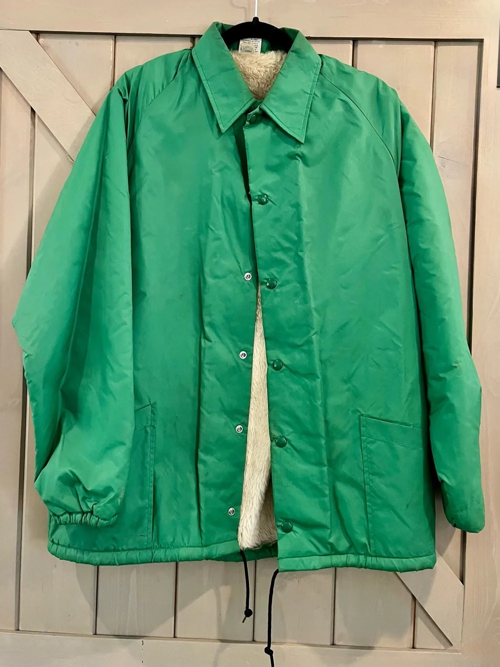 Vintage Fly Fishing Men's Green Sherpa-Lined Windbreaker Jacket